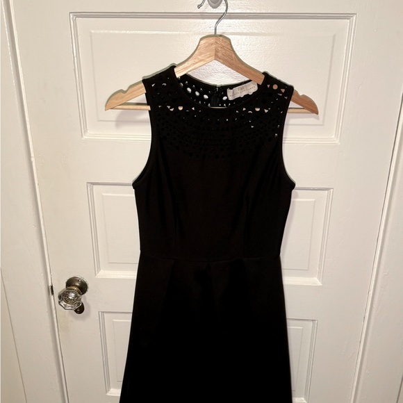 Amanda Uprichard Black Fit & Flare Laser Cutout Aries Dress - Picture 2 of 6
